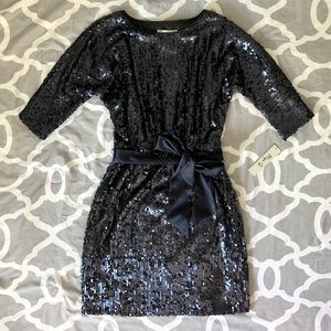 Eliza J Sequin Navy Blue Sheath Mini Dress